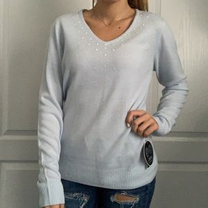 Womens light blue sweater with scarf